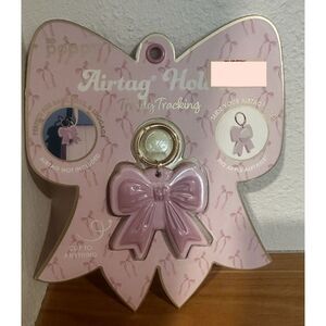 XO Poppy Pink Bow AirTag Holder Keychain – New